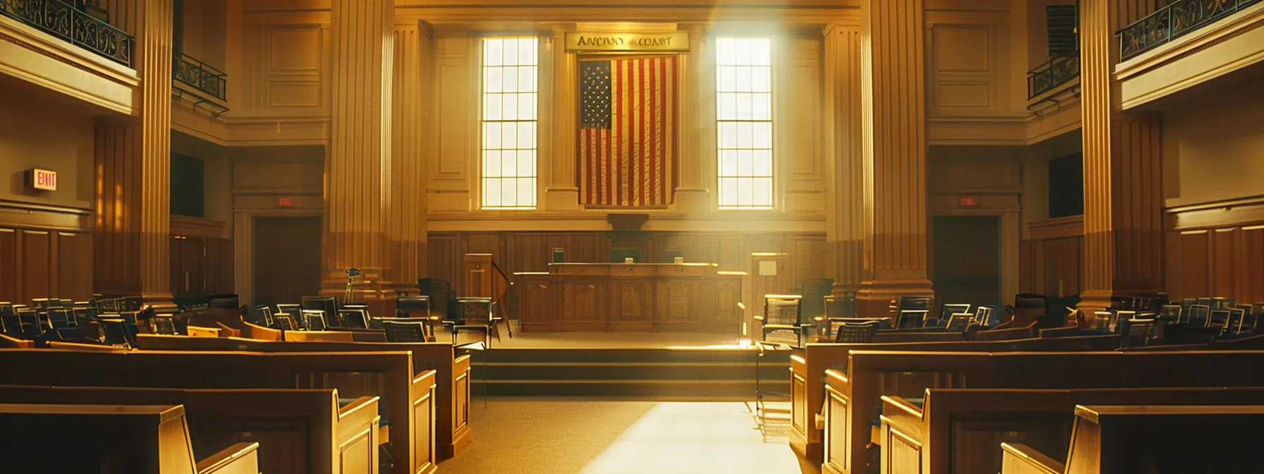 a powerful image of a courtroom setting, illuminated by dramatic overhead lighting, where a confident attorney passionately presents a compelling defense strategy to an engaged jury, symbolizing the complexities and importance of criminal defense law.