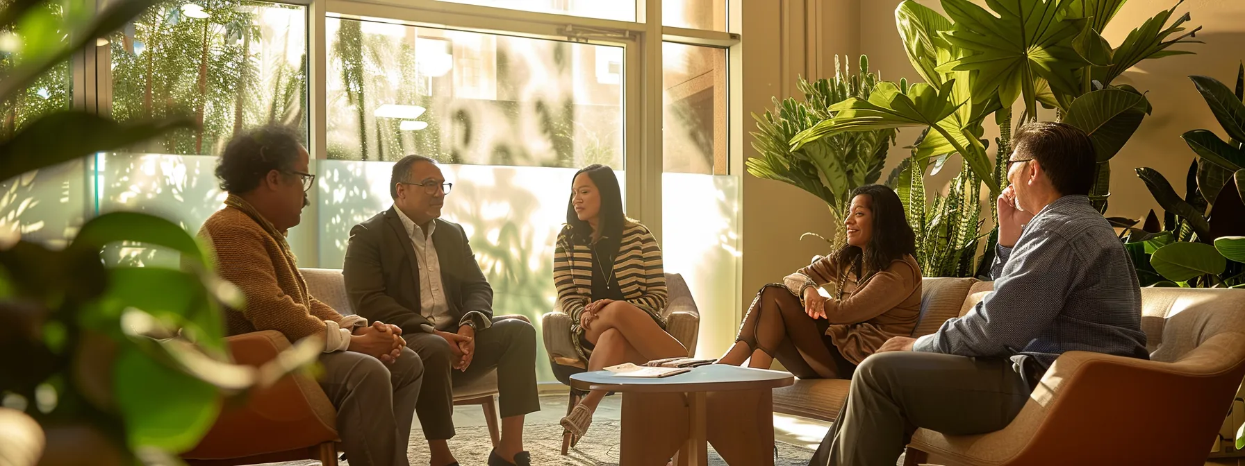 a-a-welcoming-immigration-law-office-5d4400fe-f3cf-4ec6-aa81-26c3eefa7a56.webp a welcoming immigration law office bathed in warm natural light, featuring a diverse group of clients engaged in hopeful conversation with a knowledgeable attorney, emphasizing the accessibility and support of affordable legal help.