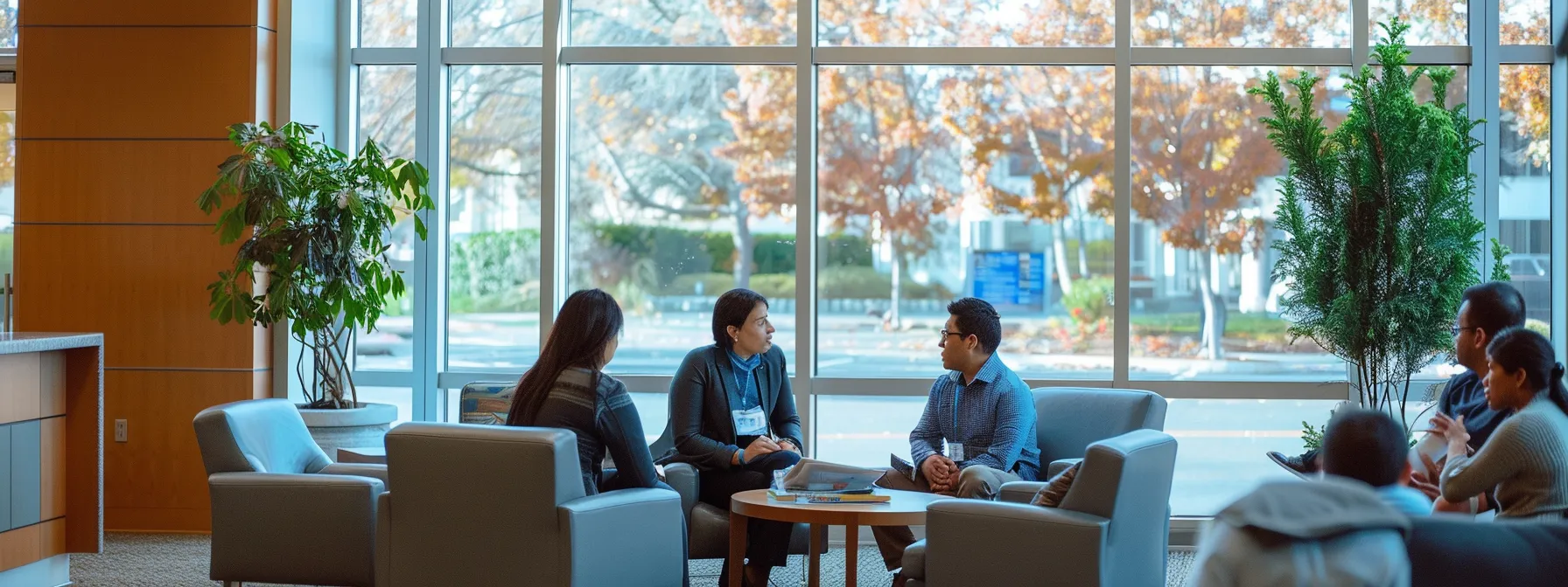 a welcoming immigration law office with an inviting atmosphere, featuring a diverse group of individuals engaged in focused discussions, illuminated by soft, natural light filtering through large windows. a welcoming immigration law office with an inviting atmosphere, featuring a diverse group of individuals engaged in focused discussions, illuminated by soft, natural light filtering through large windows.