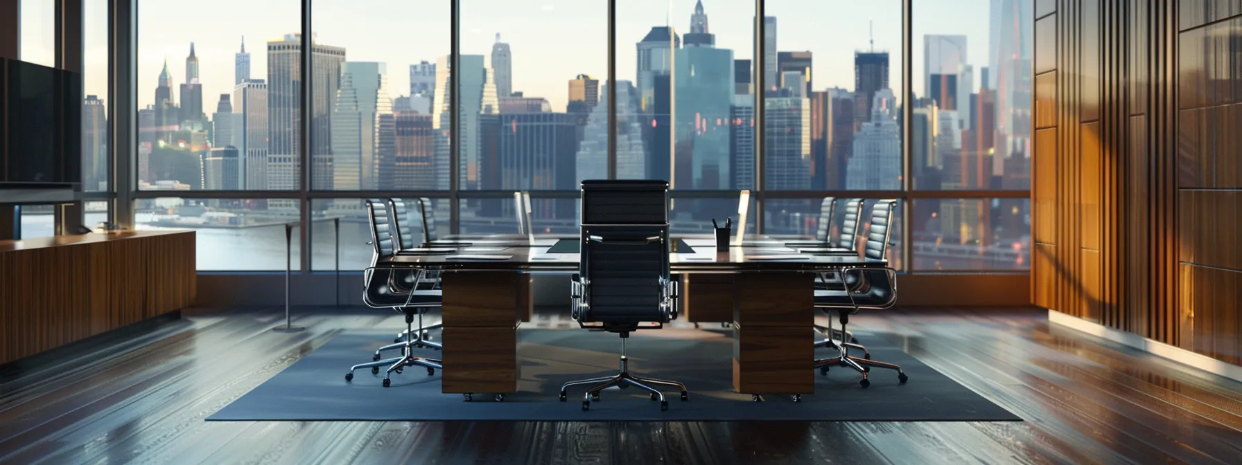 a sleek, modern law office with polished wood accents and a large conference table set against a backdrop of city skyline views, conveying an atmosphere of professionalism and urgency in criminal defense. a sleek, modern law office with polished wood accents and a large conference table set against a backdrop of city skyline views, conveying an atmosphere of professionalism and urgency in criminal defense.
