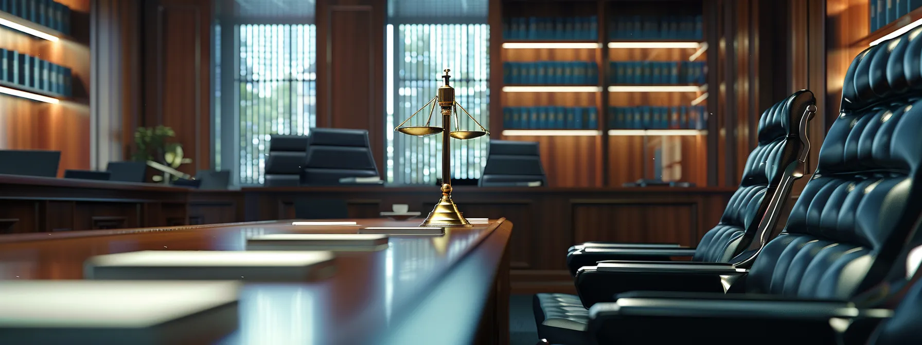 a sleek and modern law office interior showcases a polished conference table filled with comprehensive legal documents, illuminated by sharp overhead lighting, emphasizing the professionalism and complexity of attorney costs and payment structures for criminal defense clients.