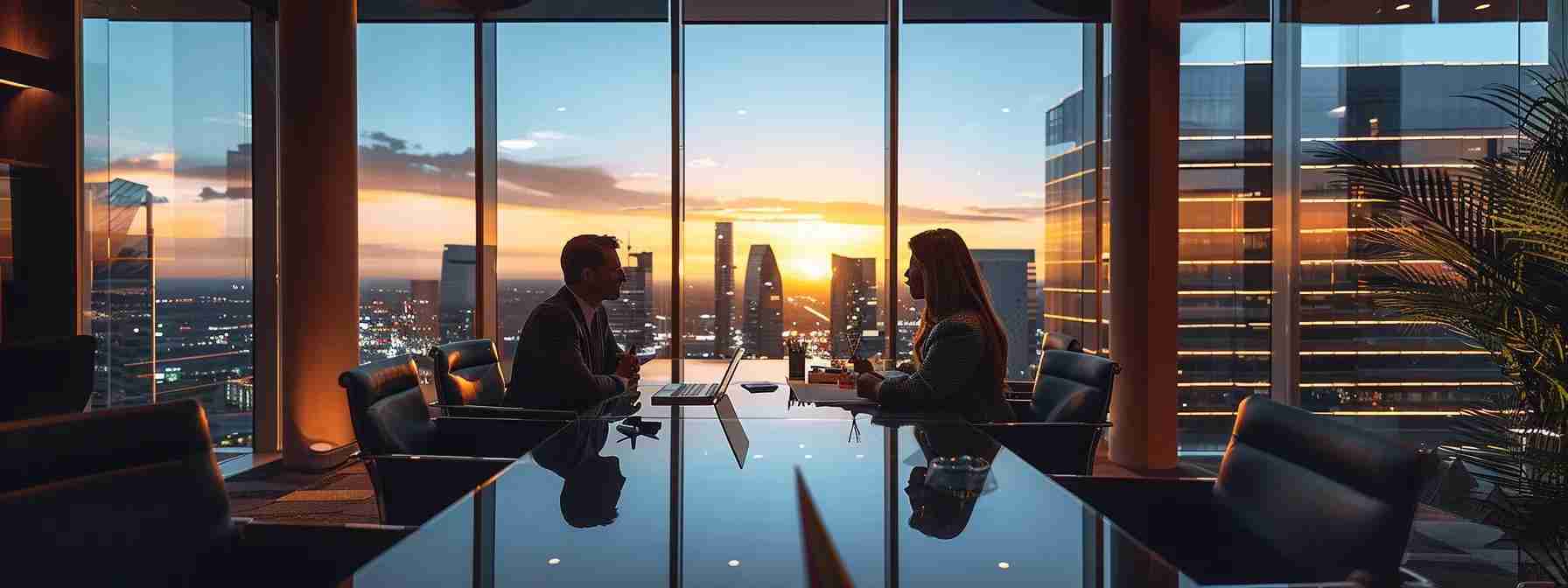 a focused interior shot of a modern law office, featuring a confident criminal defense attorney engaged in a strategic discussion with a client around a sleek conference table, accentuated by contemporary decor and dim, professional lighting. a focused interior shot of a modern law office, featuring a confident criminal defense attorney engaged in a strategic discussion with a client around a sleek conference table, accentuated by contemporary decor and dim, professional lighting.