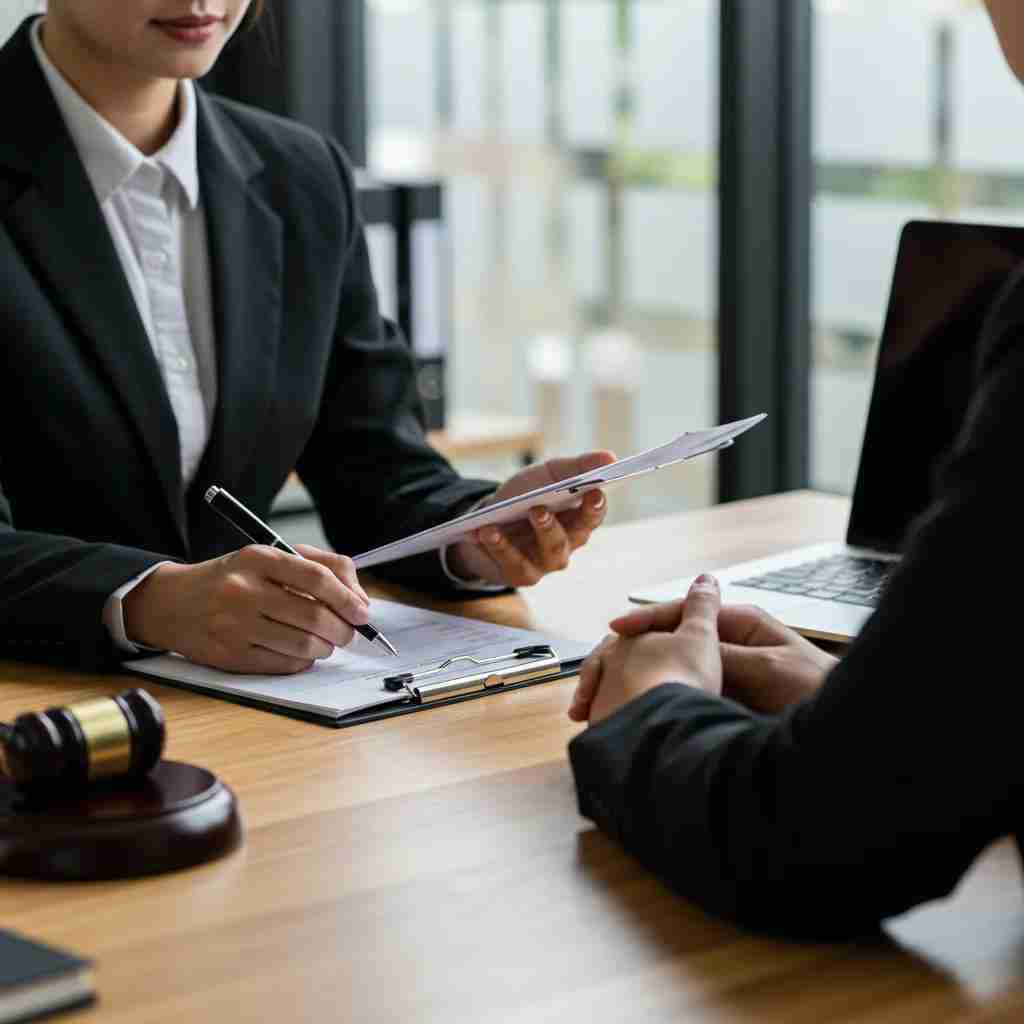 Client and immigration lawyer discussing important questions during a consultation