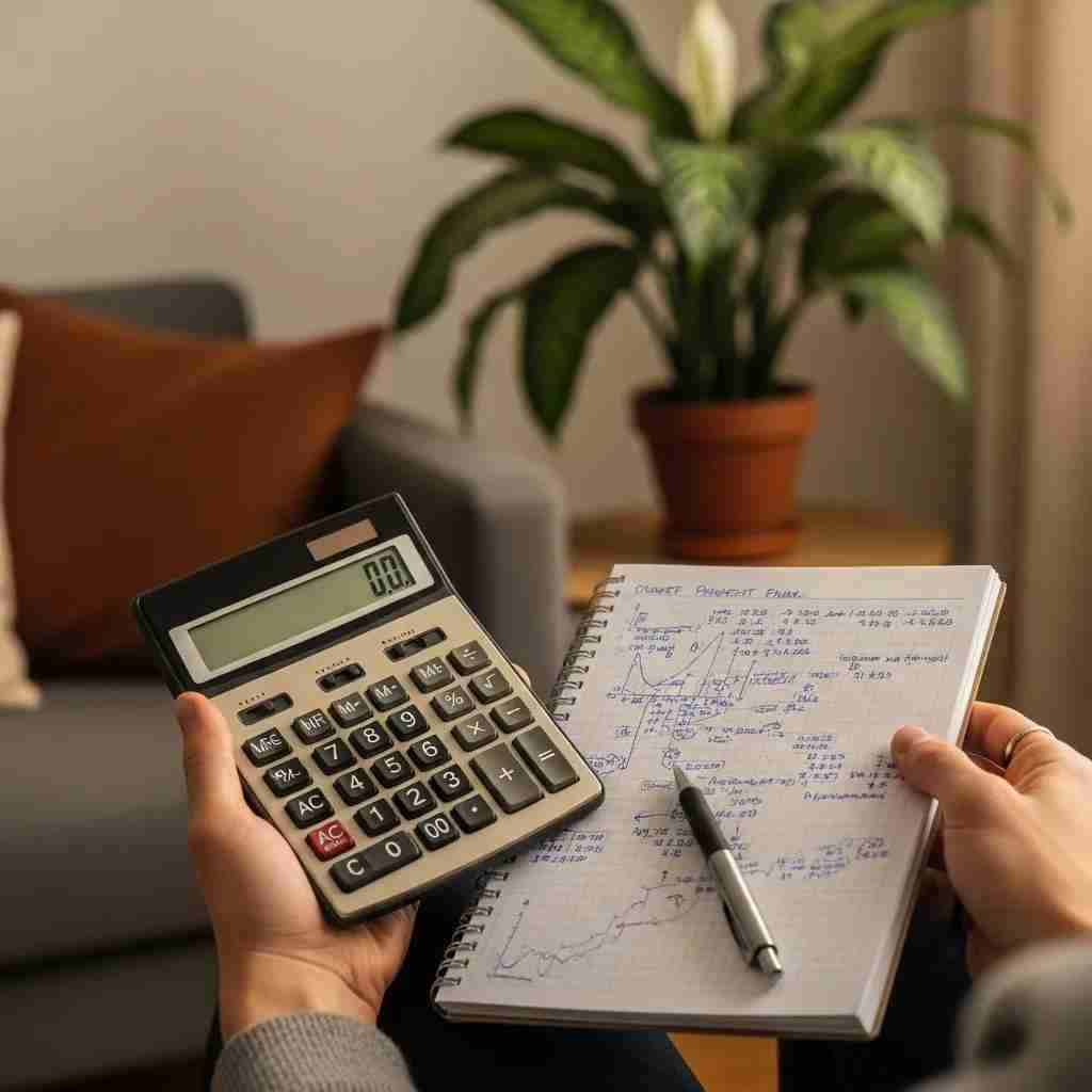 Close-up of hands calculating finances for Chapter 7 bankruptcy means test