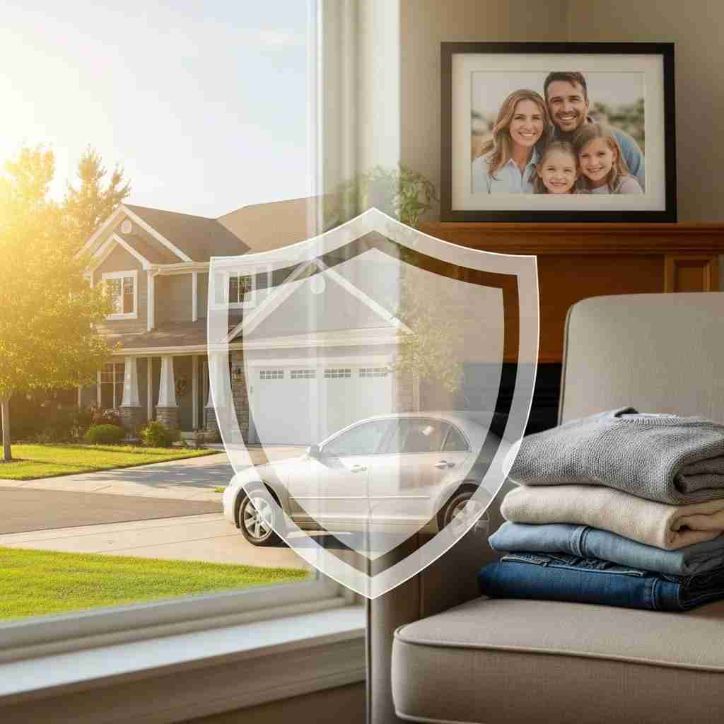 Visual representation of home and personal belongings related to bankruptcy exemptions in New Jersey