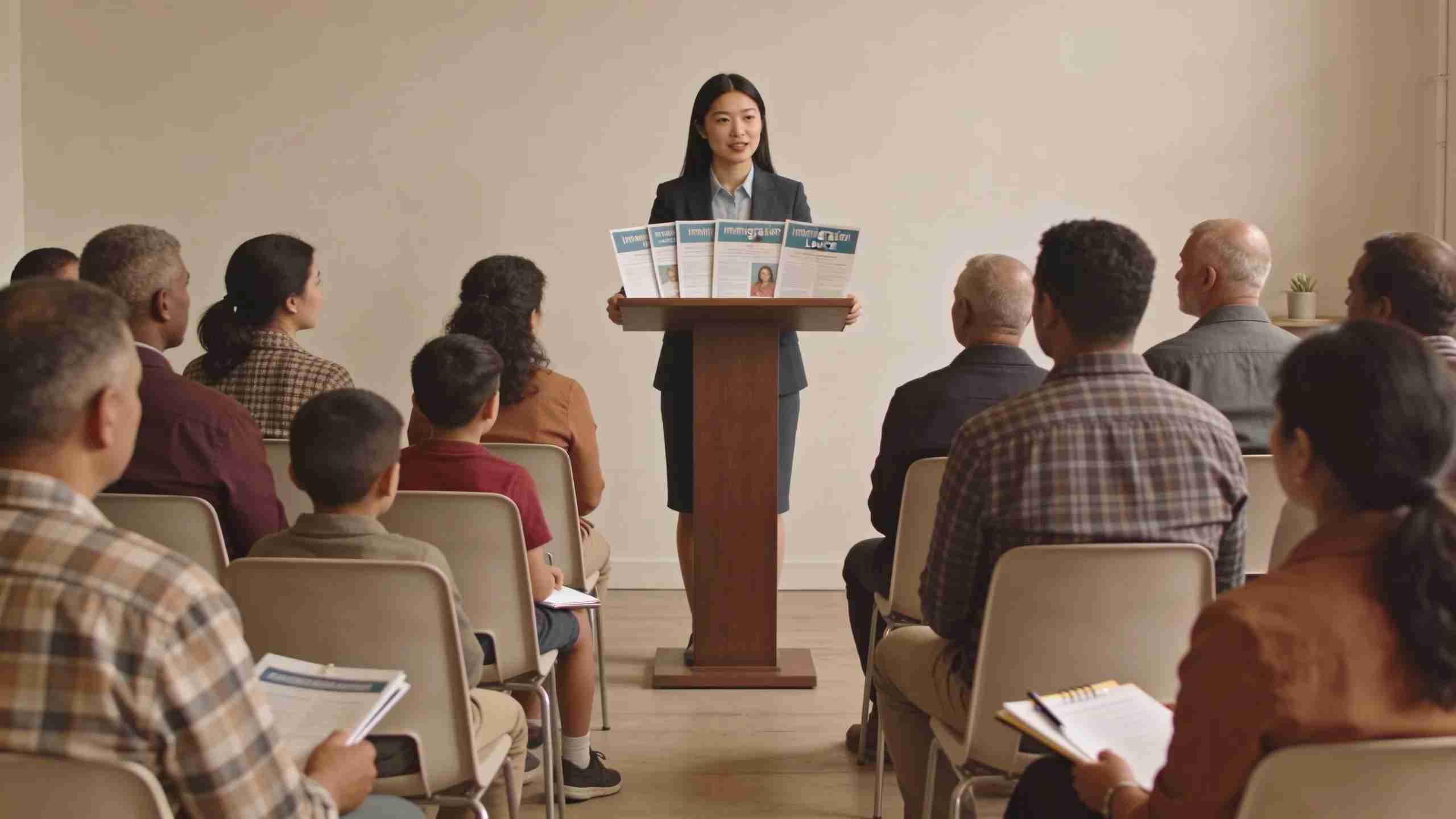 Local immigration lawyer engaging with the community at an informational event